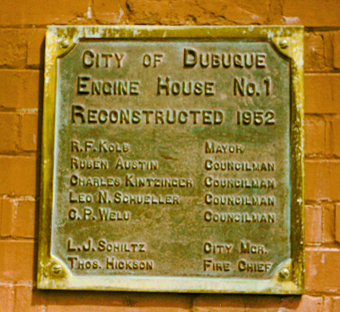 Engine House No. 1 Plaque Dedicating 1952 Renovation Circa 1975
